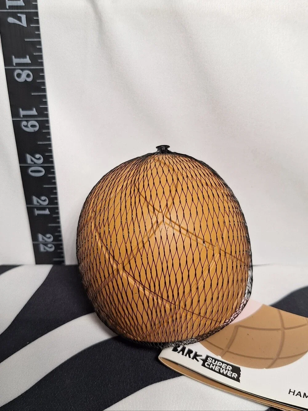 NWT Bark Super Chewer Ham Ball Dog Toy L
